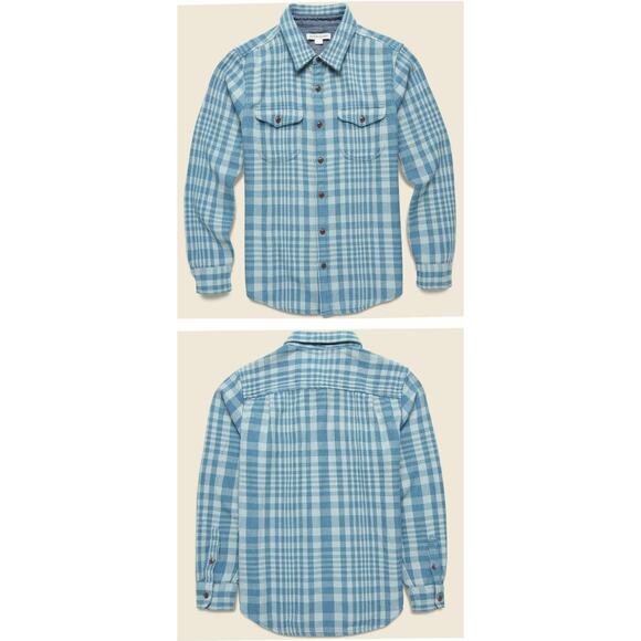 Outerknown Blanket Shirt Adriatic Lucent Plaid Size Large - Picture 1 of 12
